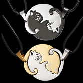Cat Couple Necklaces For Lovers Yin Yang Animal Pendant Necklace Heart Couples Friendship Jewelry for Lovers Best Friends Gift