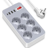 Power Strip 6 Outlets 4USB(3A+1C) Surge Protector, 1.8M Extension Cord for Home/Office/Store