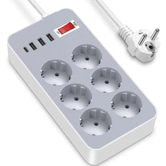 Power Strip 6 Outlets 4USB(3A+1C) Surge Protector, 1.8M Extension Cord for Home/Office/Store