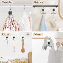 Rotating Wooden Metal Belt Hanger Multi-Functional Closet Organizer for Belts Bras Ties and Scarves with Stainless Steel Hooks