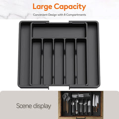 Expandable Utensil Tray Silverware Spoon Organizer Drawer Cover Adjustable Cutlery Tray Drawer Organizer Kitchen