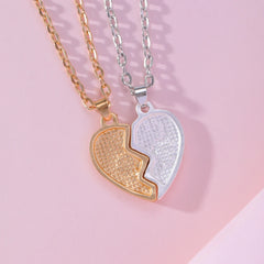 BFF 2 Pcs Half Heart Matching Pet Paw Design Pendant Necklace For Best Friends Friendship Gift